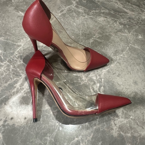 Aldo Holiday Red Clear Cinderella Style Stiletto Heels Ladies SZ 7 - Picture 3 of 6